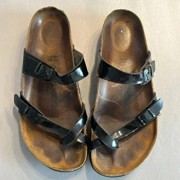 Birkenstock black patent leather Adjustable Slide Sandals size 40-9 - Picture 6 of 8